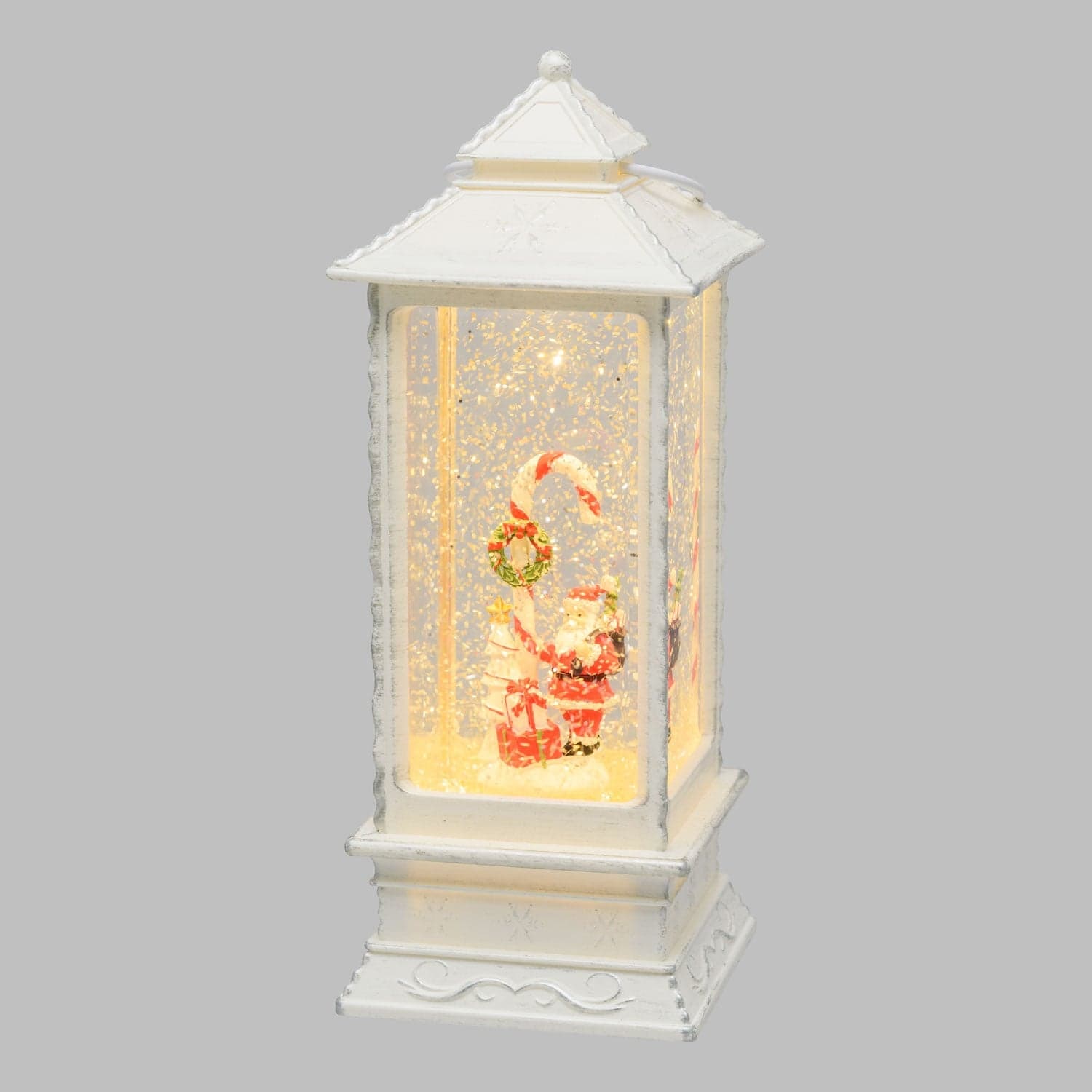 Lanterna decorativa Babbo Natale con glitter led per decorazioni natalizie - 5