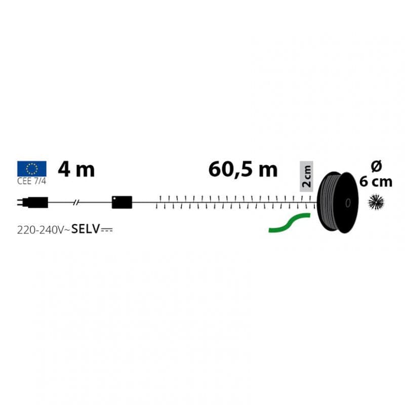 Catena lineare 3000 LED Ø5mm, con 8 giochi di luce selezionabili decorazioni natalizie - 3