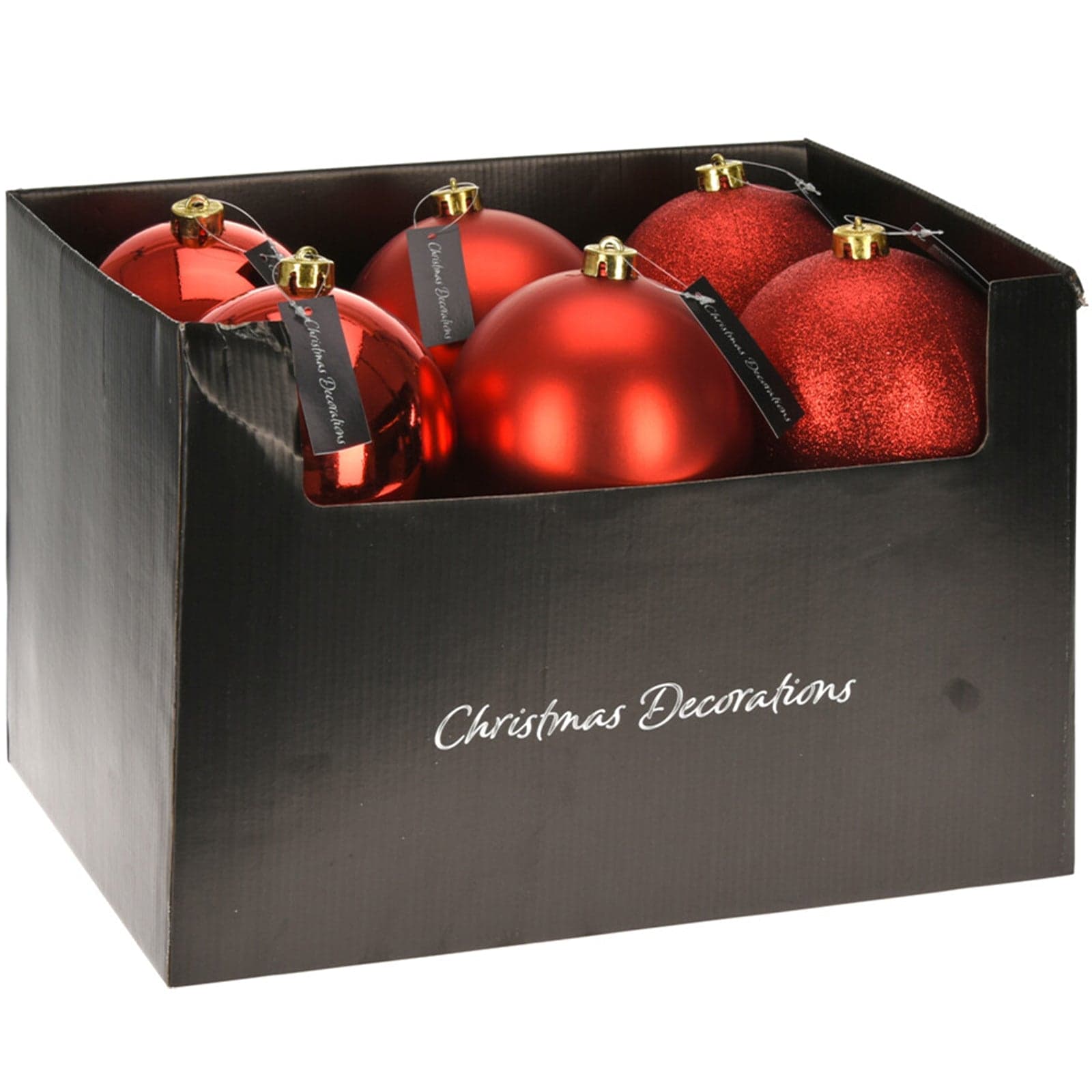 Palline per albero di Natale decorato, in Polipropilene, color Rosso, da Ø 14 cm, 6 pezzi - 2