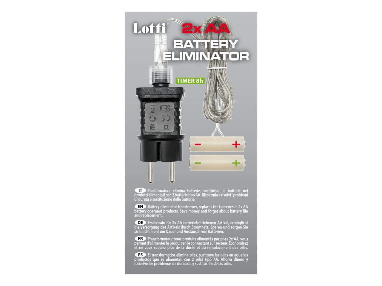 Trasformatore "Battery Eliminator" per batterie con Timer 8 ore On, disinseribile tramite Pulsante Luminoso - 2