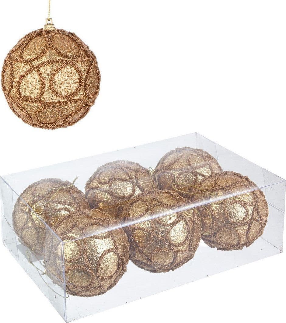Sfera "Brooklyn" per albero di Natale color oro Ø 8 cm set da 6 - 2