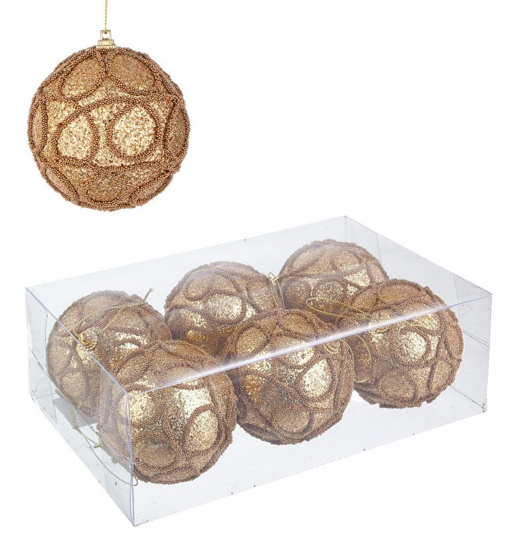 Sfera "Brooklyn" per albero di Natale color oro Ø 8 cm set da 6 - 2