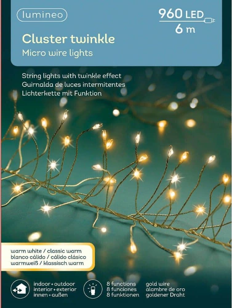 Luci di natale con 960 microLED color bianco caldo da 6 m - 3
