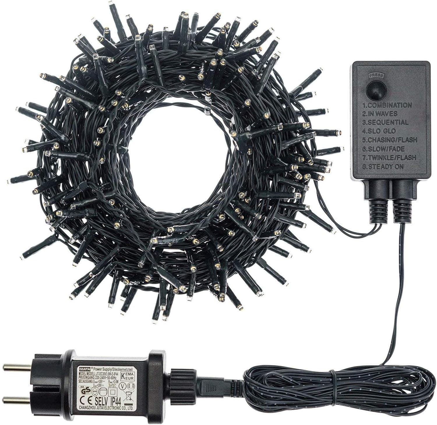 Catena luminosa 200 LED bianco 8 giochi di luce automatico decorazioni natalizie - 2