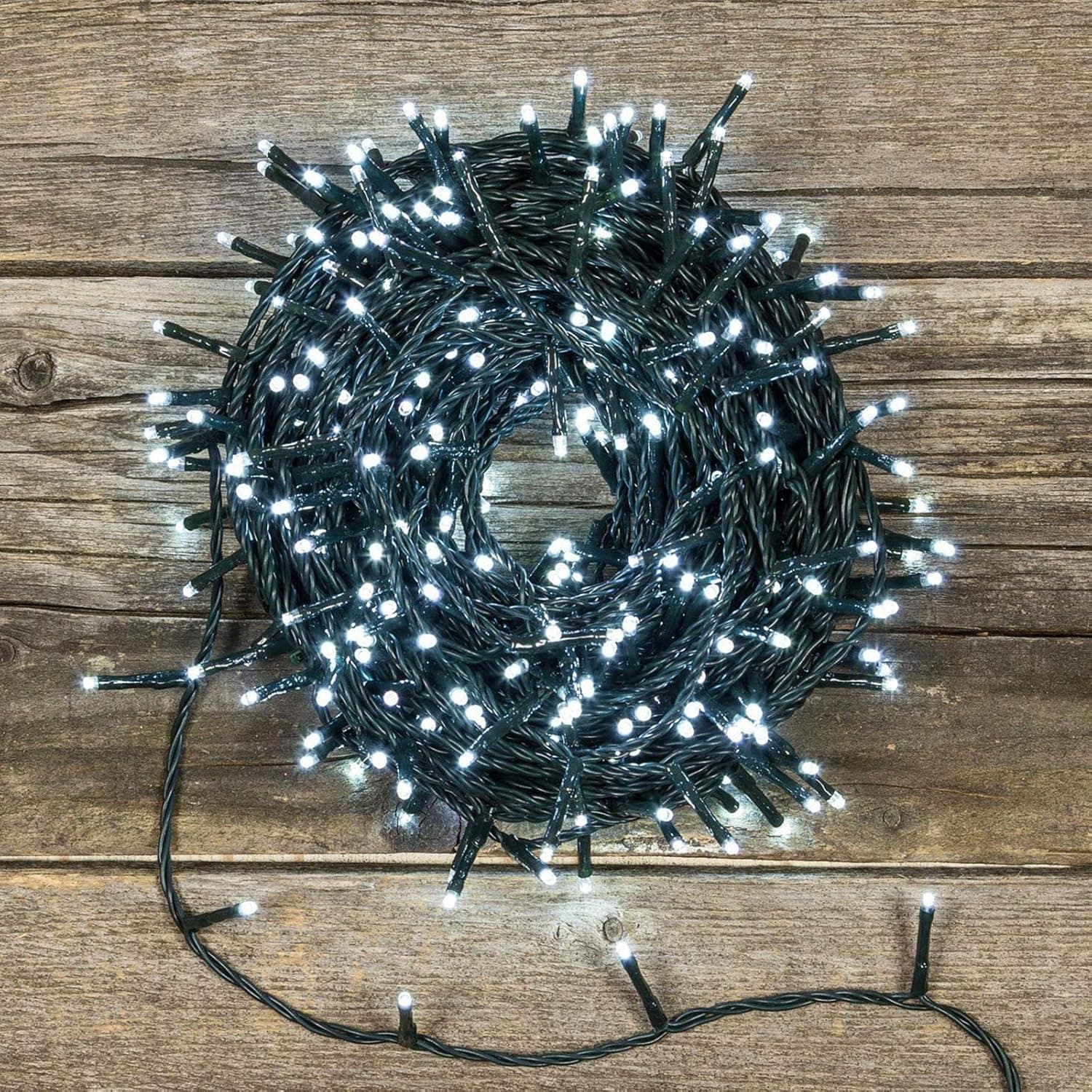 Catena luminosa 200 LED bianco 8 giochi di luce automatico decorazioni natalizie - 3