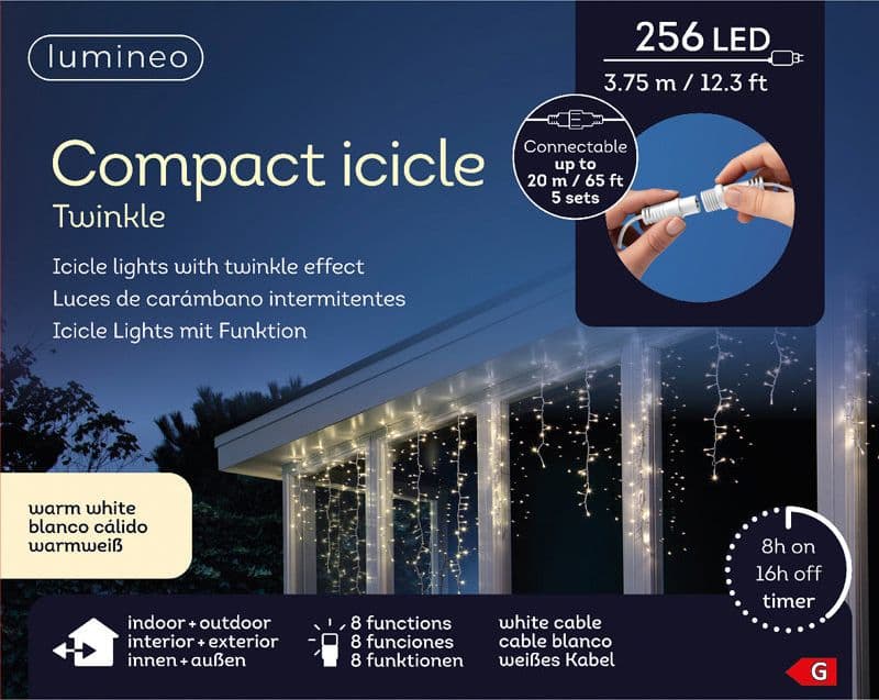 Luci di natale con 256 LED color bianco caldo da 3,75 m - 2
