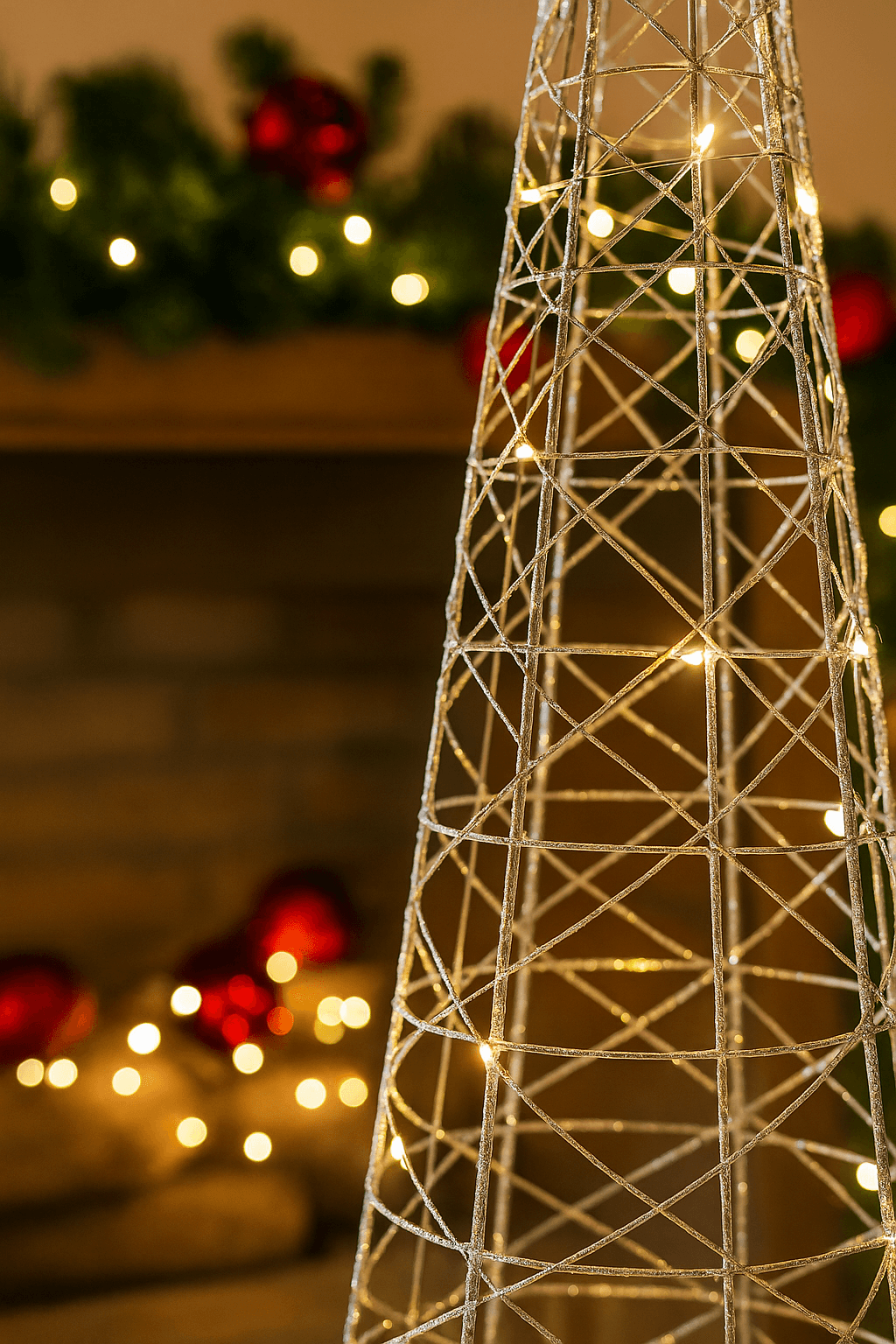 Albero decorativo cono in metallo con luci Led per decorazione natalizia - 2