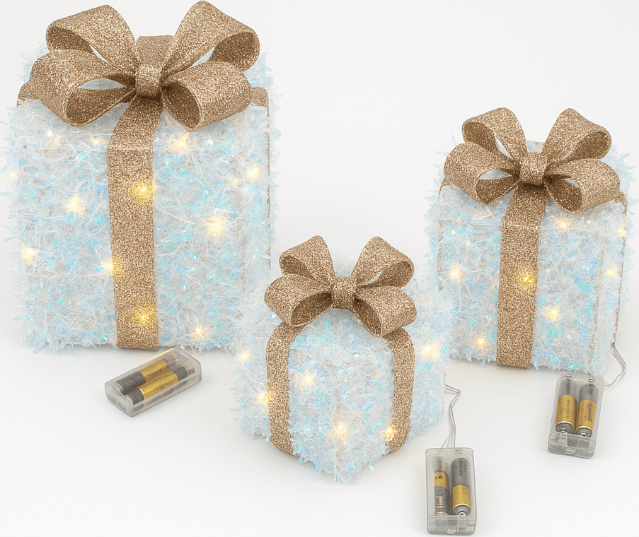 Regali natalizi in metallo con luci LED per decorazioni natalizie set da 3 - 2