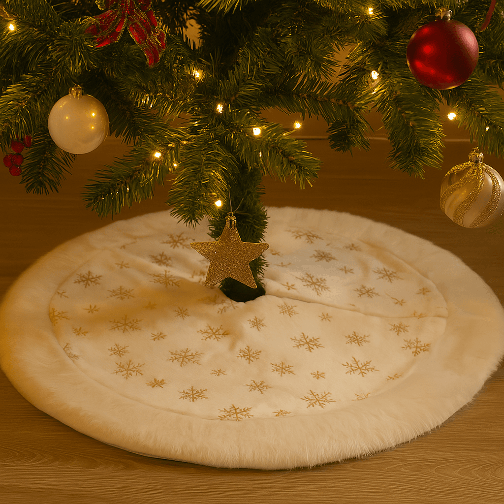 Copribase per albero di natale tappeto tondo in tessuto per decorazioni natalizie - 4