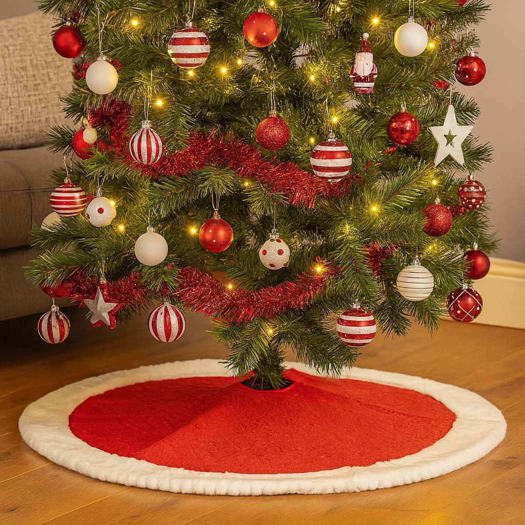 Copribase per albero di natale tappeto tondo in tessuto Ø 80 cm per decorazioni natalizie - 2
