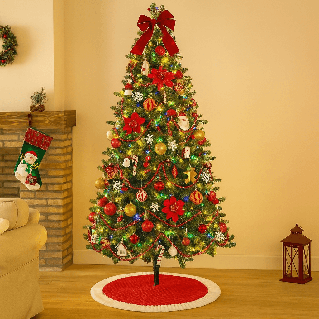 Copribase per albero di natale tappeto tondo in tessuto Ø 80 cm per decorazioni natalizie - 3