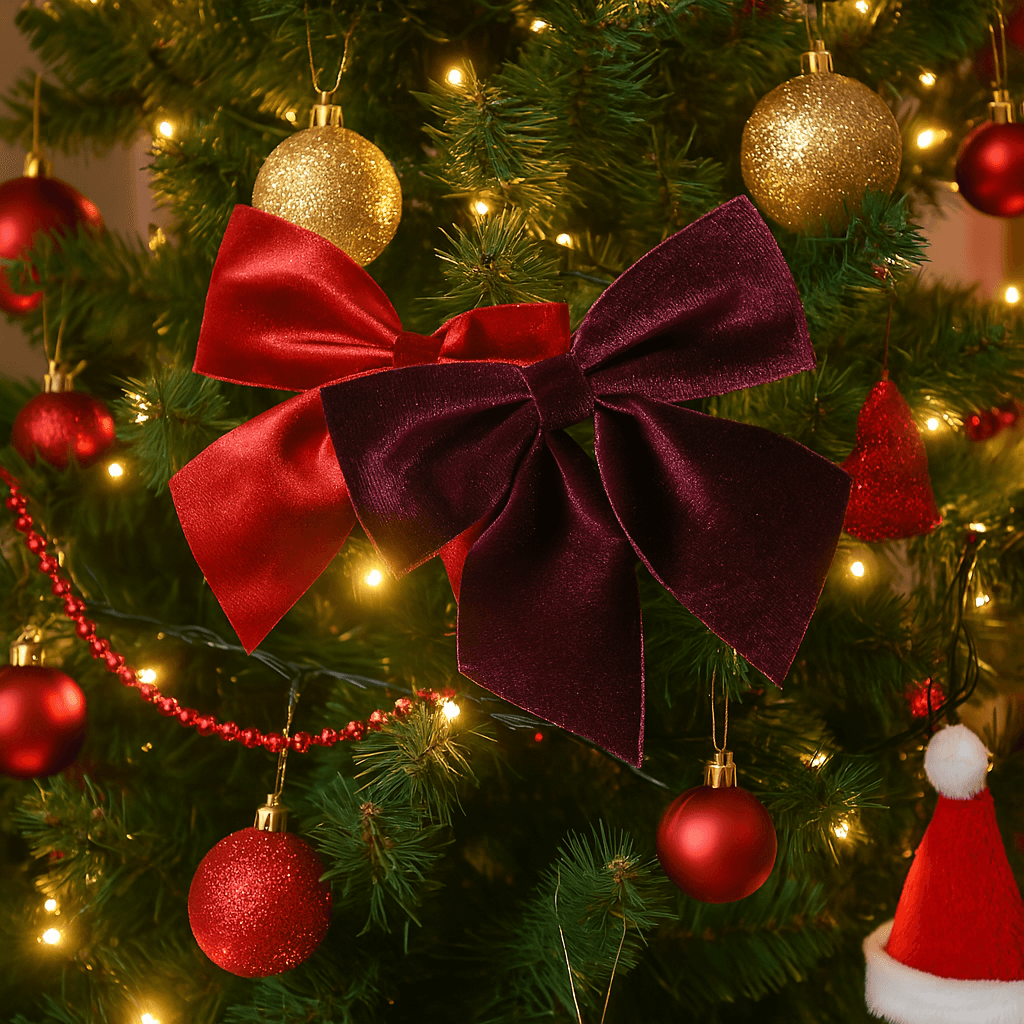 Fiocco di natale in velluto decorazione natalizia per albero e ghirlanda dietro porta set da 2 - 4