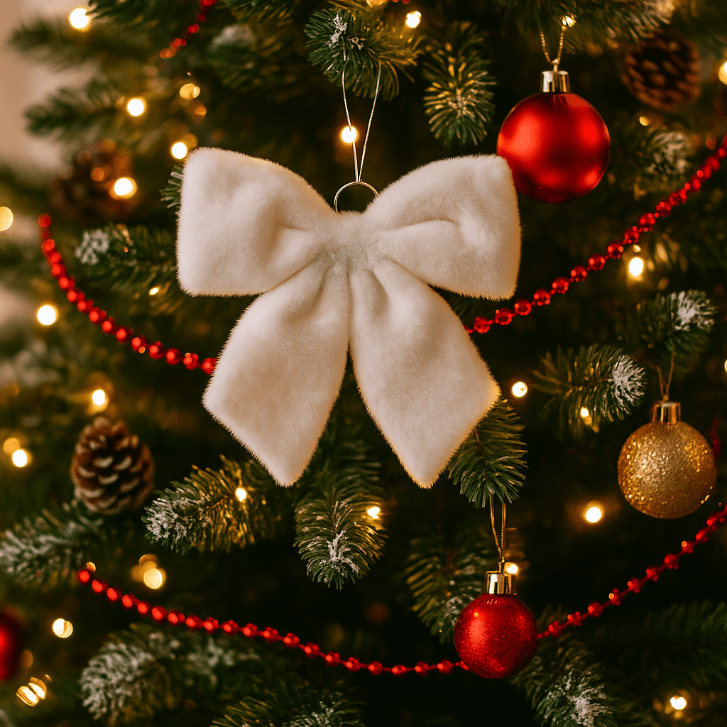 Fiocco di natale imbottito in tessuto decorazione natalizia per albero e dietro porta - 3