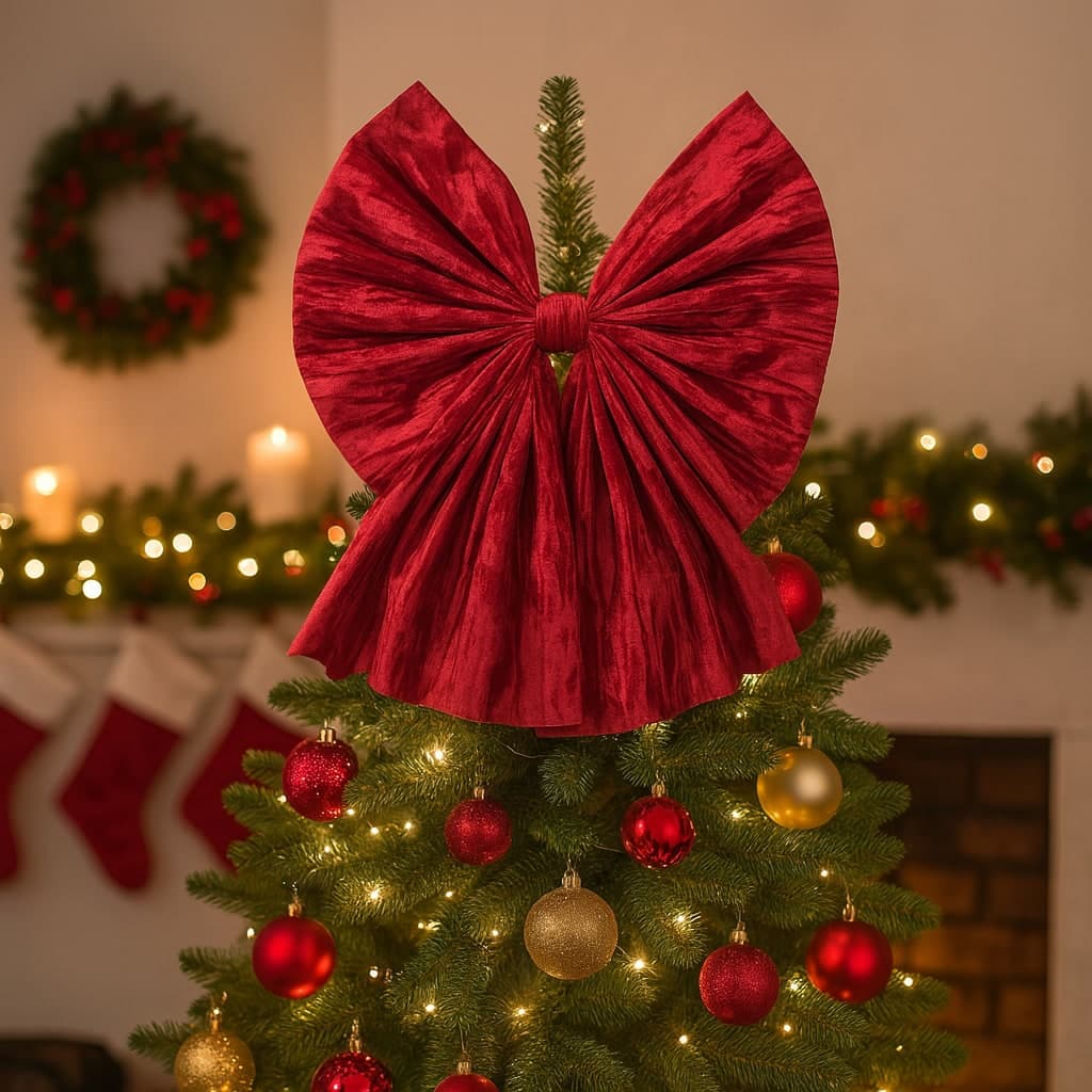 Fiocco di natale in tessuto decorazione natalizia per albero e dietro porta - 3