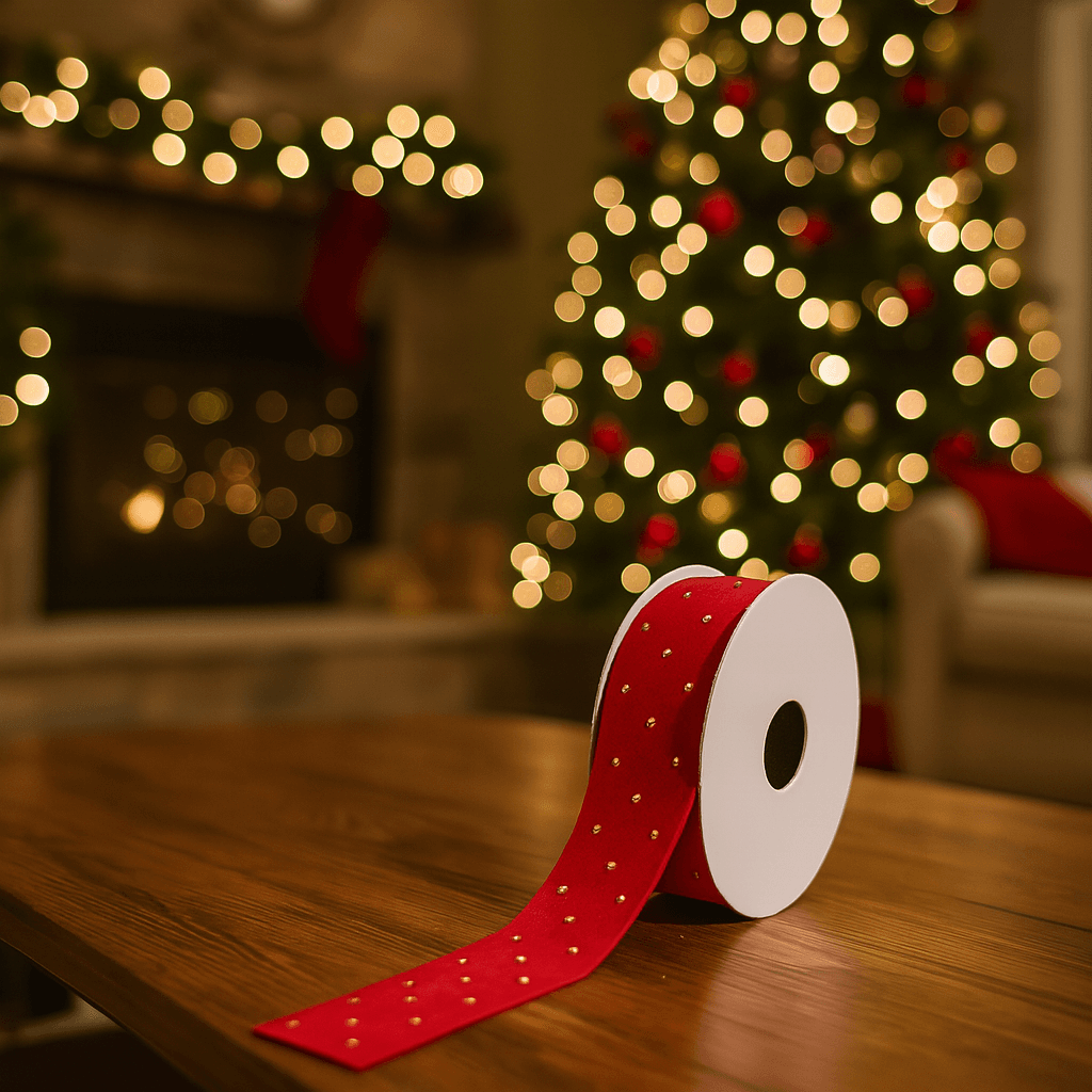 Nastro per decorazioni natalizie in tessuto con brillantini 2,5 x 270 cm - 3