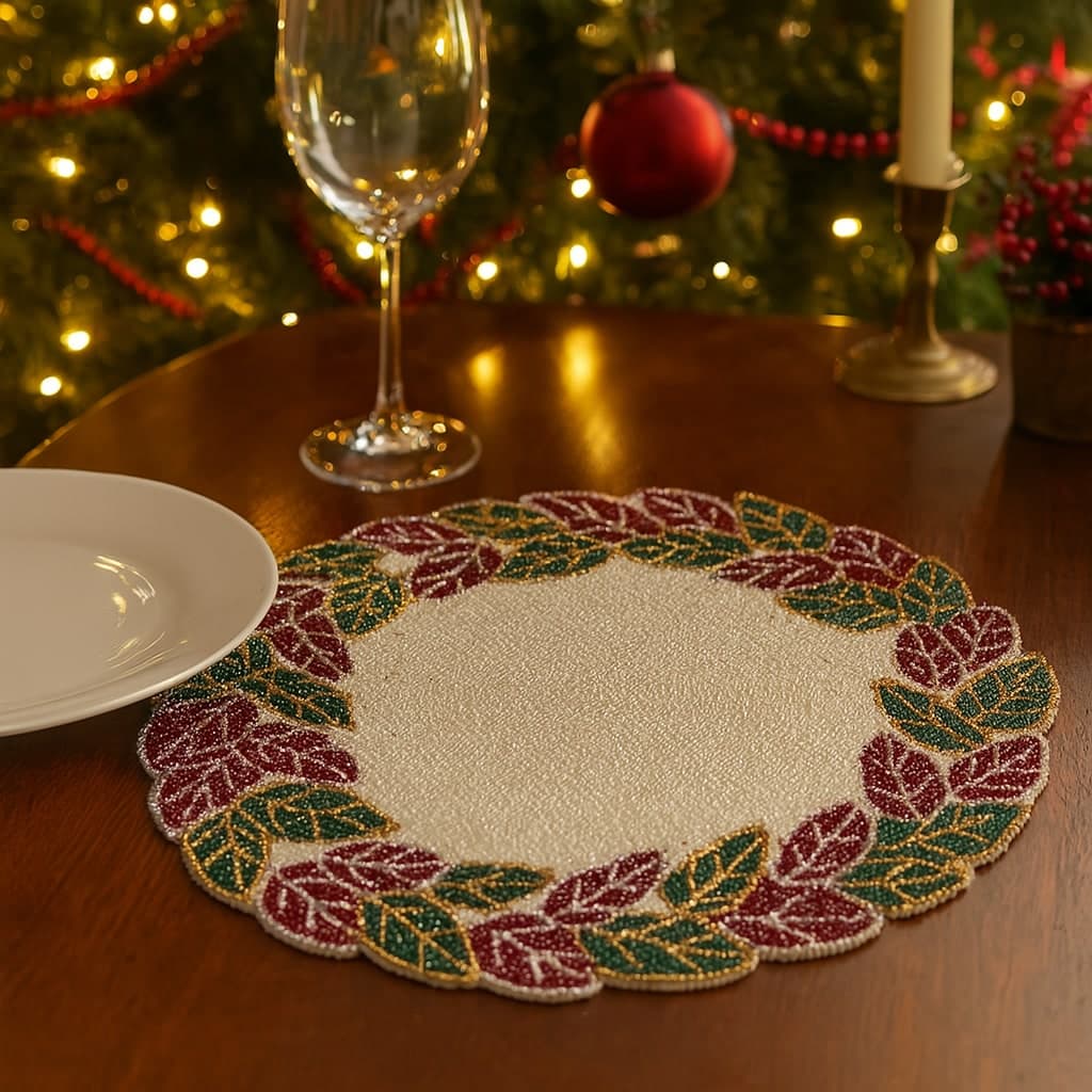 Sottopiatto natalizio decorato con perline per decorazioni Ø 35 cm - 3