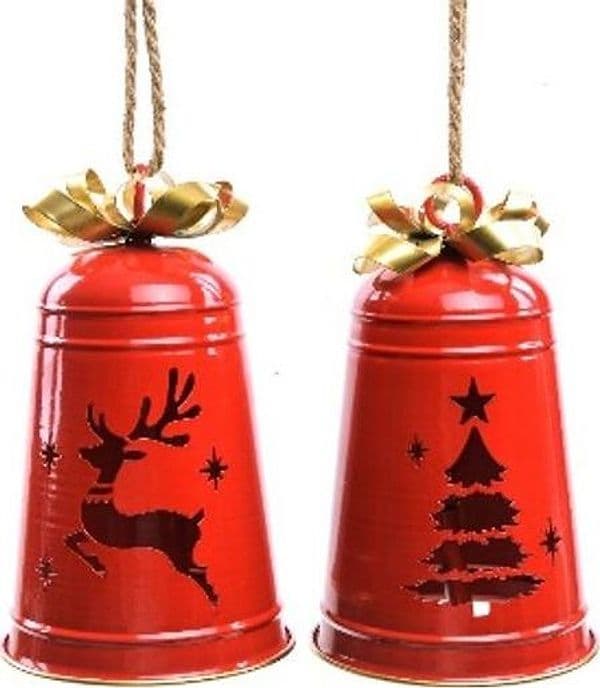 Campana di natale decorata in metallo per decorazioni natalizie - 3