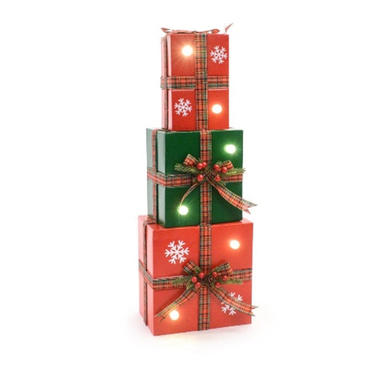 Composizione regali di natale in metallo con luci a batteria per decorazioni natalizie - 2