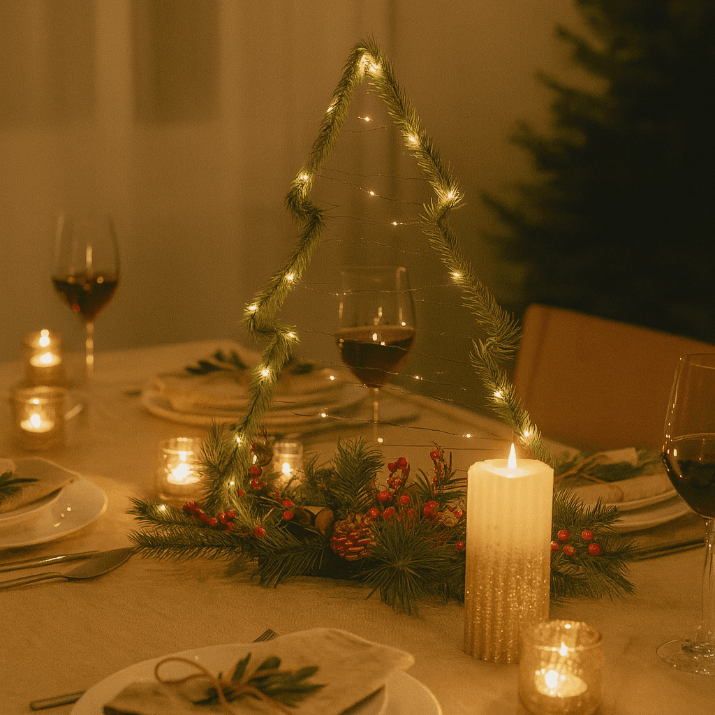 Alberello di Natale con bacche, pigne e luci led decorazione natalizia - 3
