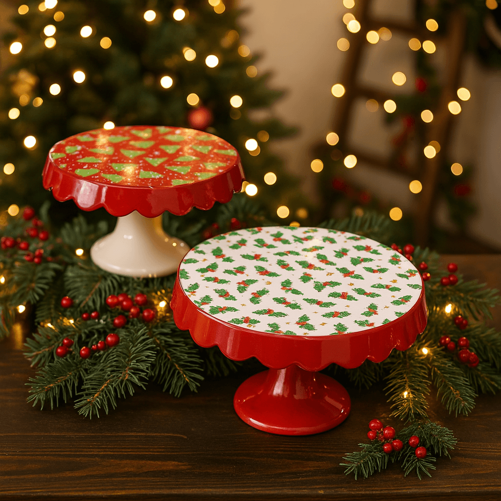Alzata su piede in ceramica per decorazioni natalizie Ø 26 cm - 5