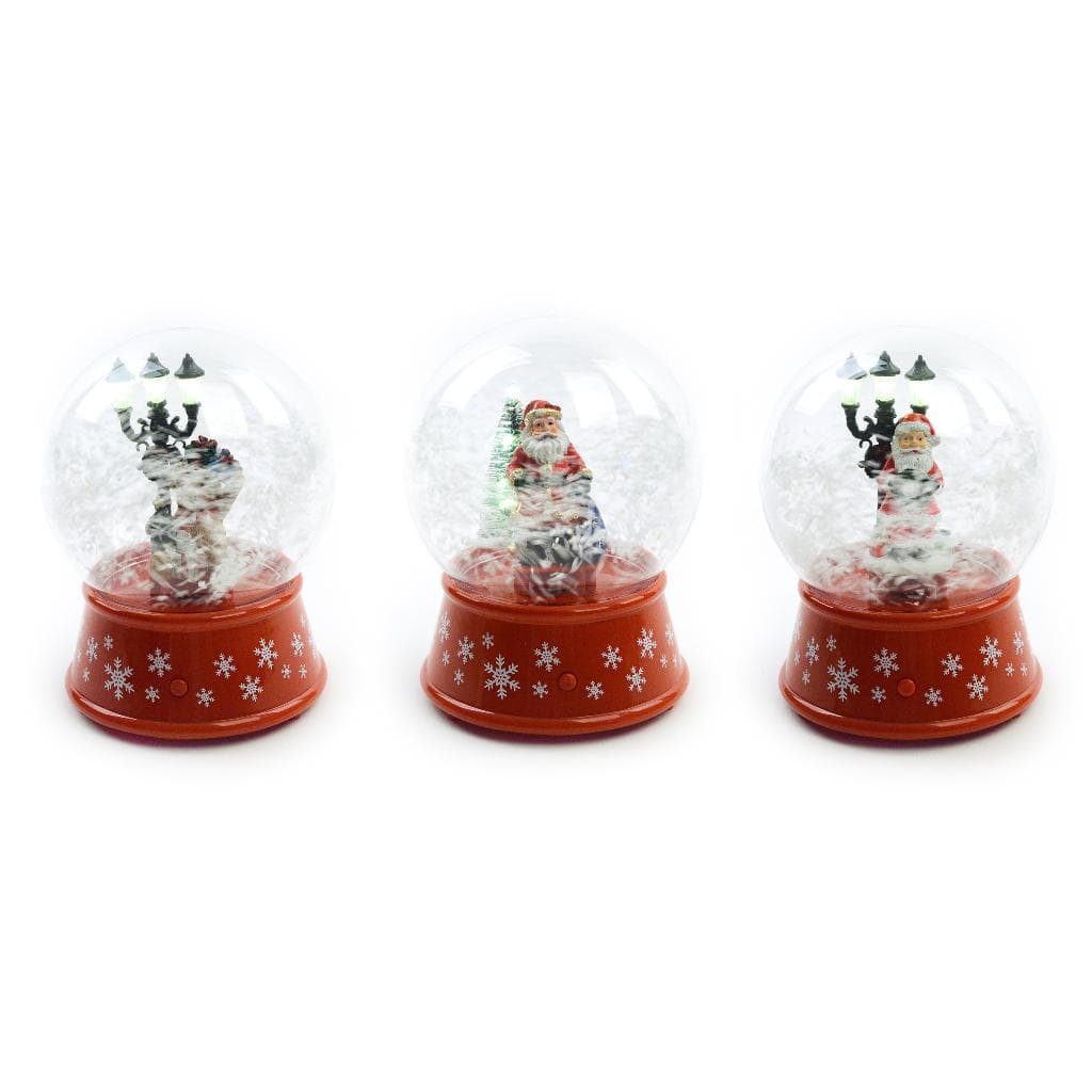 Palla di neve in plastica con luci e neve con musica decorazione natalizia - 4