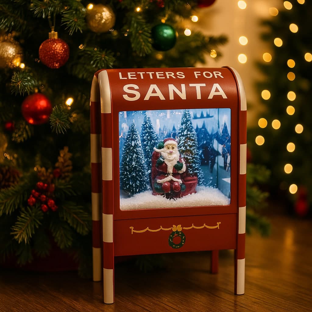 Cassetta postale per lettere in plastica con movimento e luci batteria decorazione natalizia - 5