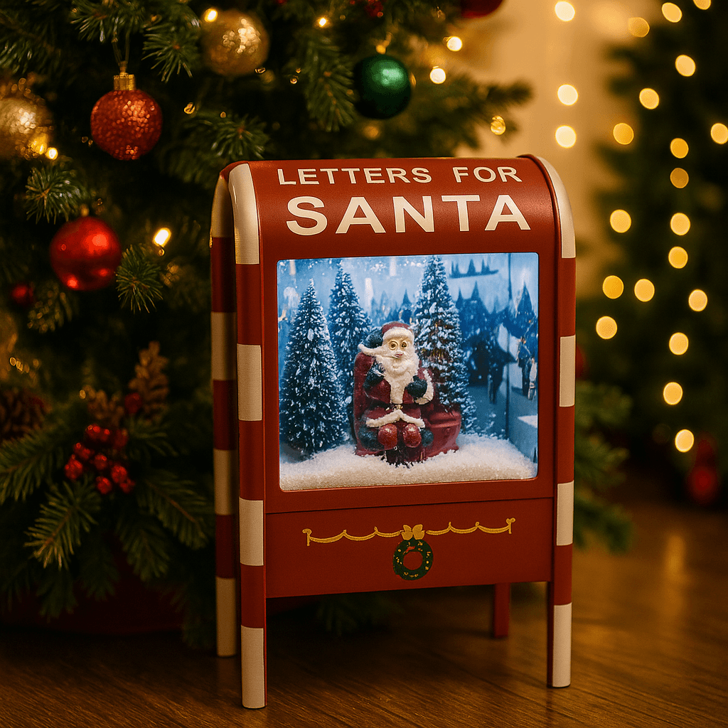 Cassetta postale per lettere in plastica con movimento e luci batteria decorazione natalizia - 5