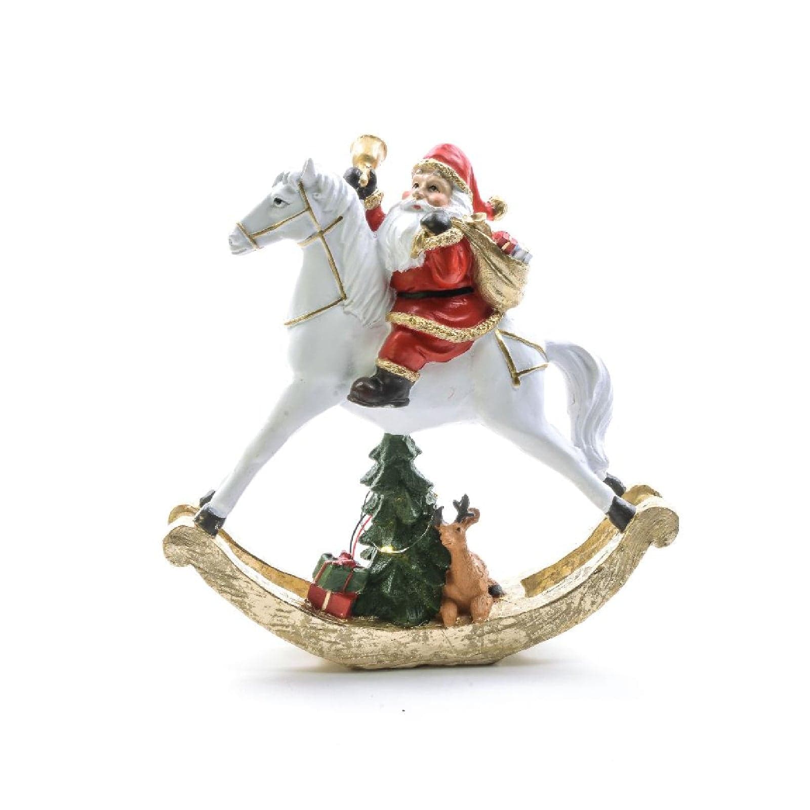 Babbo su cavallo a dondolo in poliresina con luci a batteria in scatola regalo - 2