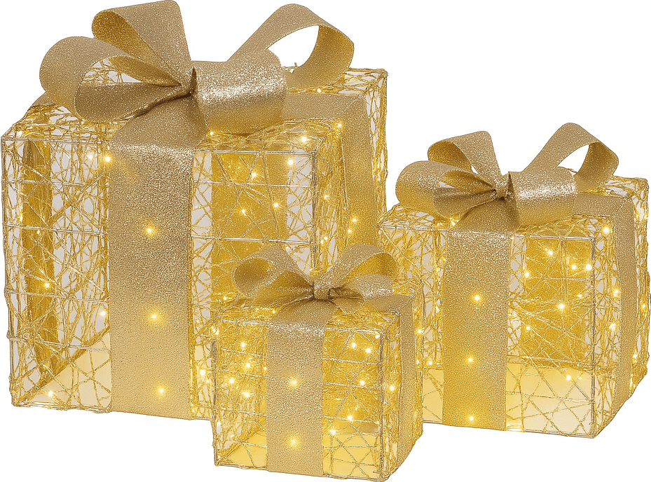 Regali natalizi in metallo con luci LED per decorazioni natalizie set da 3 pezzi - 2