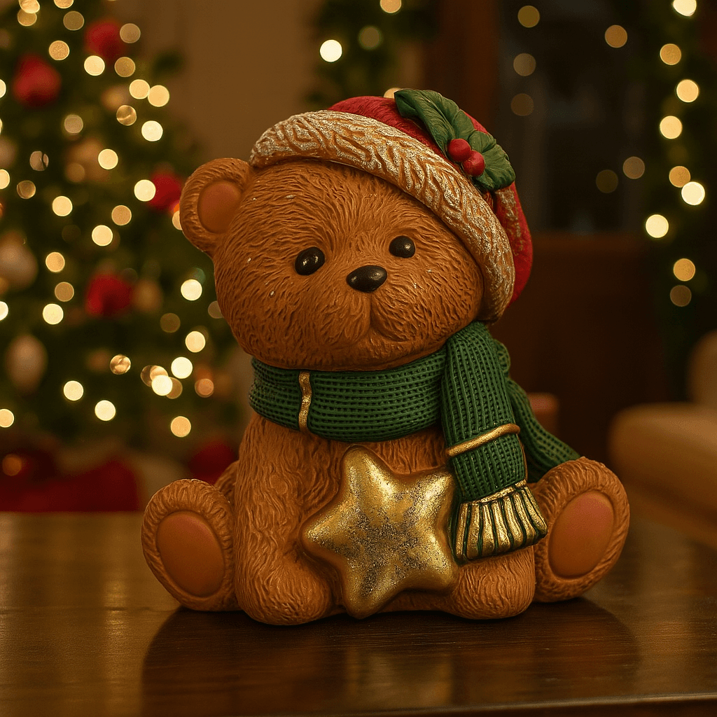 Orso natalizio in poliresina per decorazione natalizia - 5