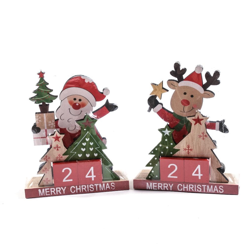 Calendario perpetuo per avvento in legno per decorazioni natalizie - 3