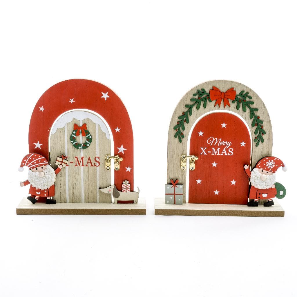 Porta decorativa in legno con babbo per decorazioni natalizie - 3