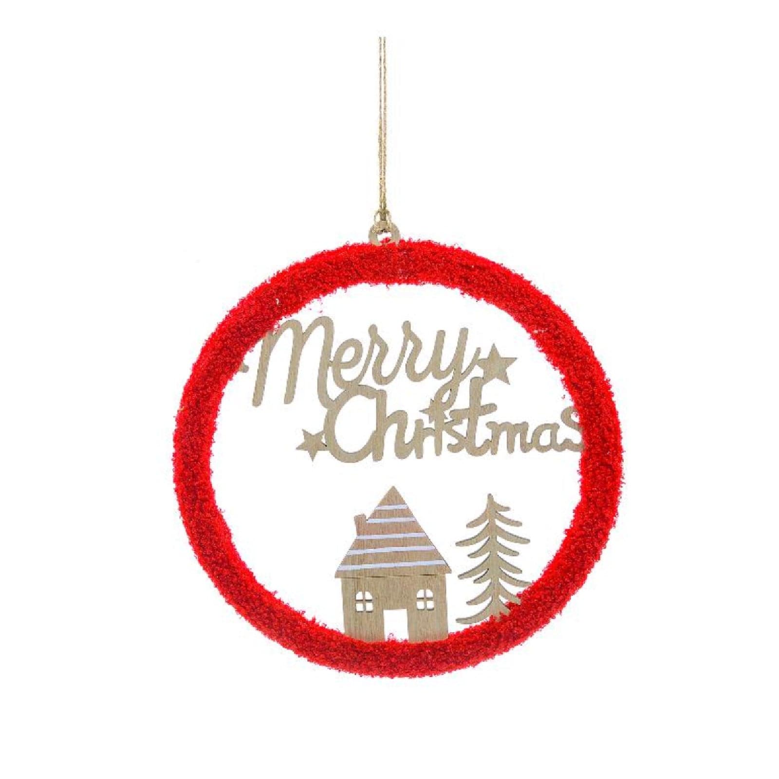 Pendente natalizio per Albero di Natale in legno con design casa - 2