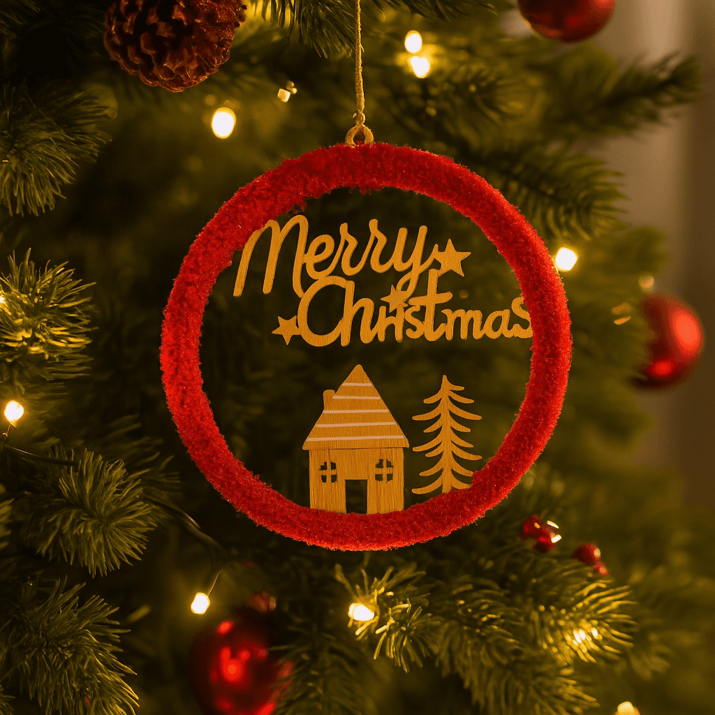 Pendente natalizio per Albero di Natale in legno con design casa - 4