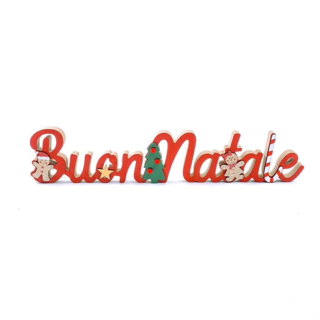 Scritta decorativa "Buon Natale" in legno per decorazione natalizia - 2