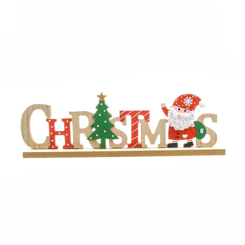 Scritta decorativa "Christmas" in legno da appoggio per decorazione natalizia - 2