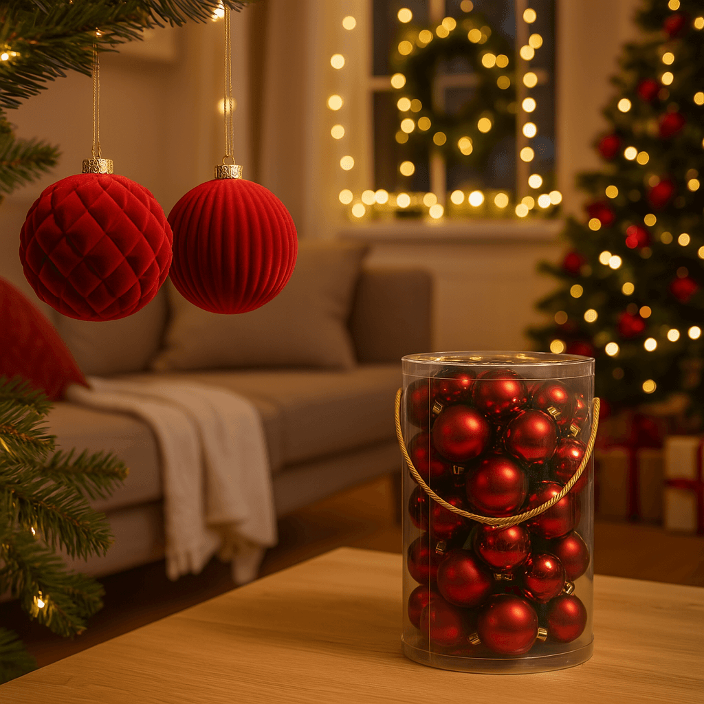 Palla di Natale in plastica floccata per decorazioni natalizie - 10