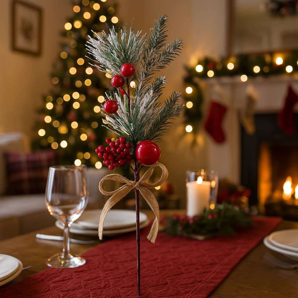 Bacche rosse prima neve per albero di natale in polistirolo per decorazioni natalizie - 4