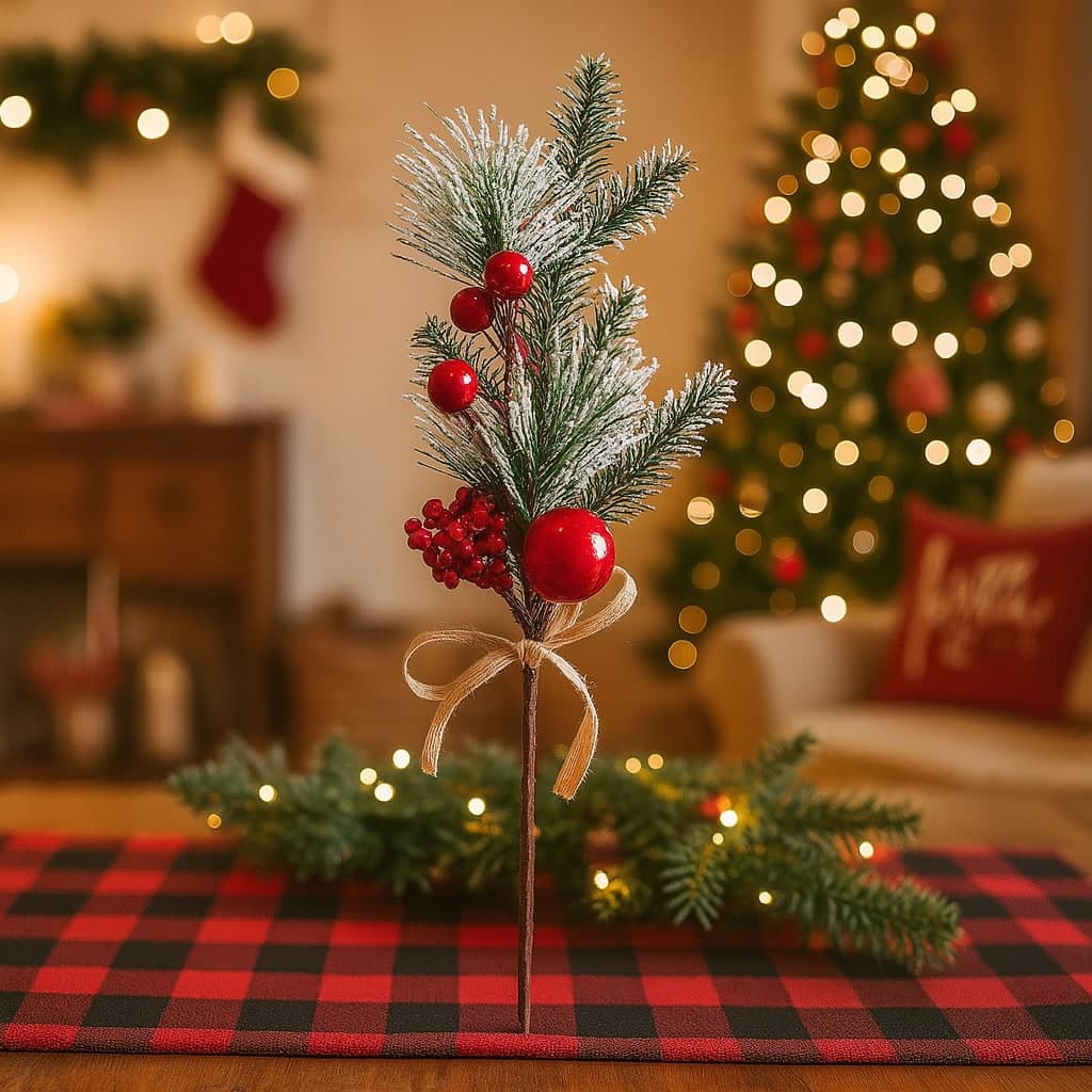 Bacche rosse prima neve per albero di natale in polistirolo per decorazioni natalizie - 5