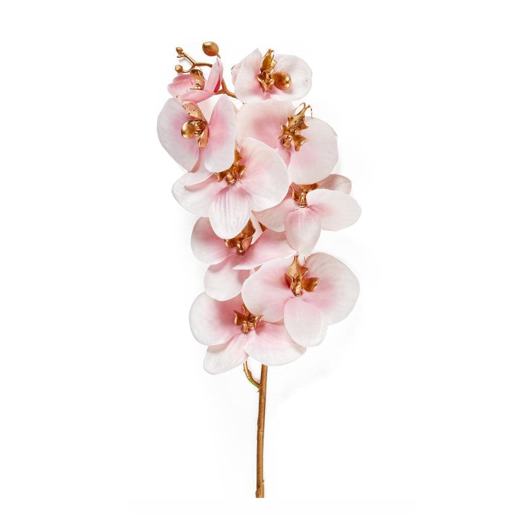 Ramo orchidea decorativo con stelo dorato in poliestere per decorazioni natalizie - 3