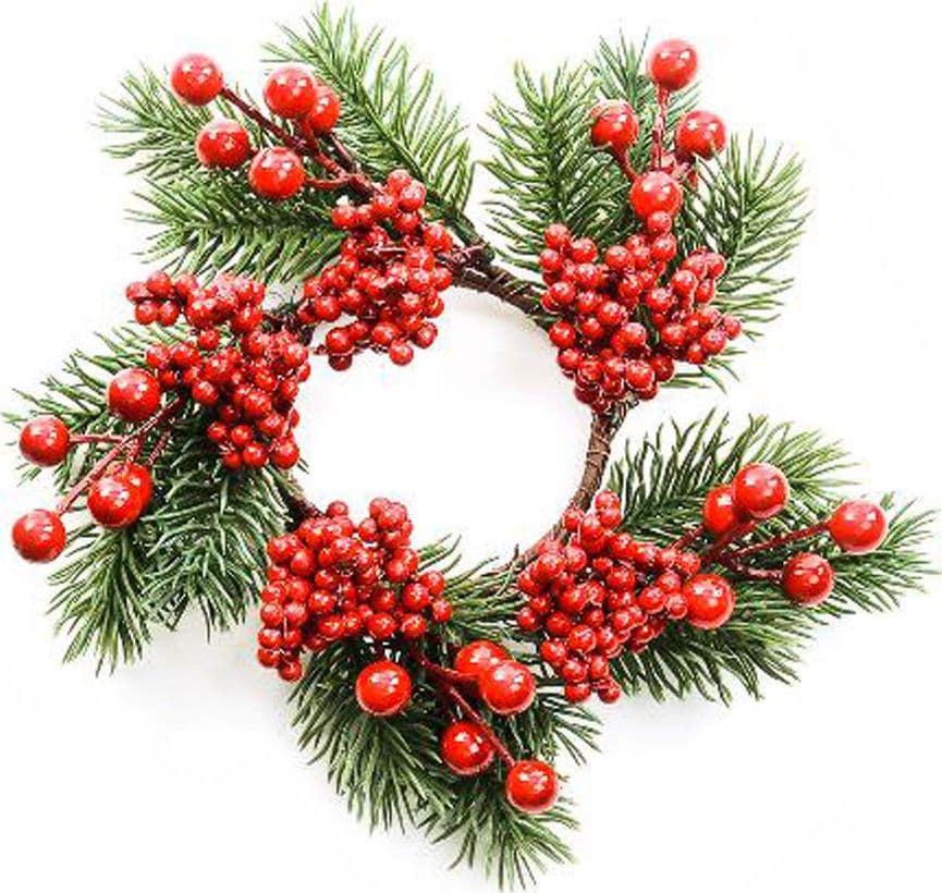 Grirocandela di natale con bacche rosse per decorazioni natalizie - 3