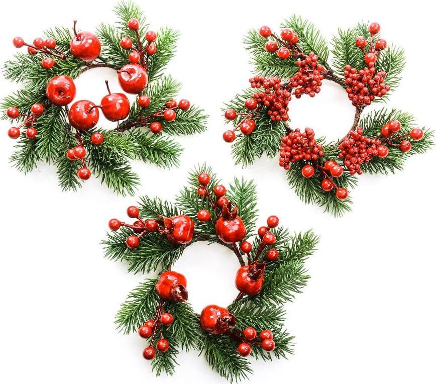 Grirocandela di natale con bacche rosse per decorazioni natalizie - 4