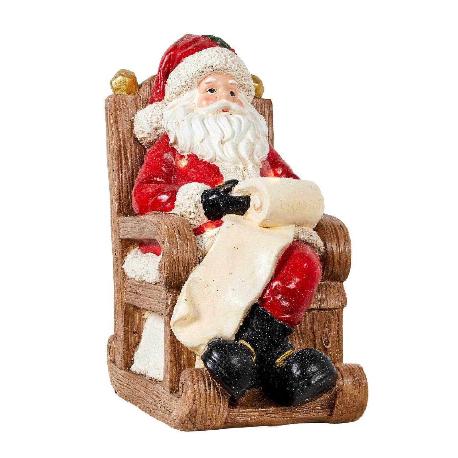 Babbo Natale in poliresina con luci a batteria in scatola regalo - 2