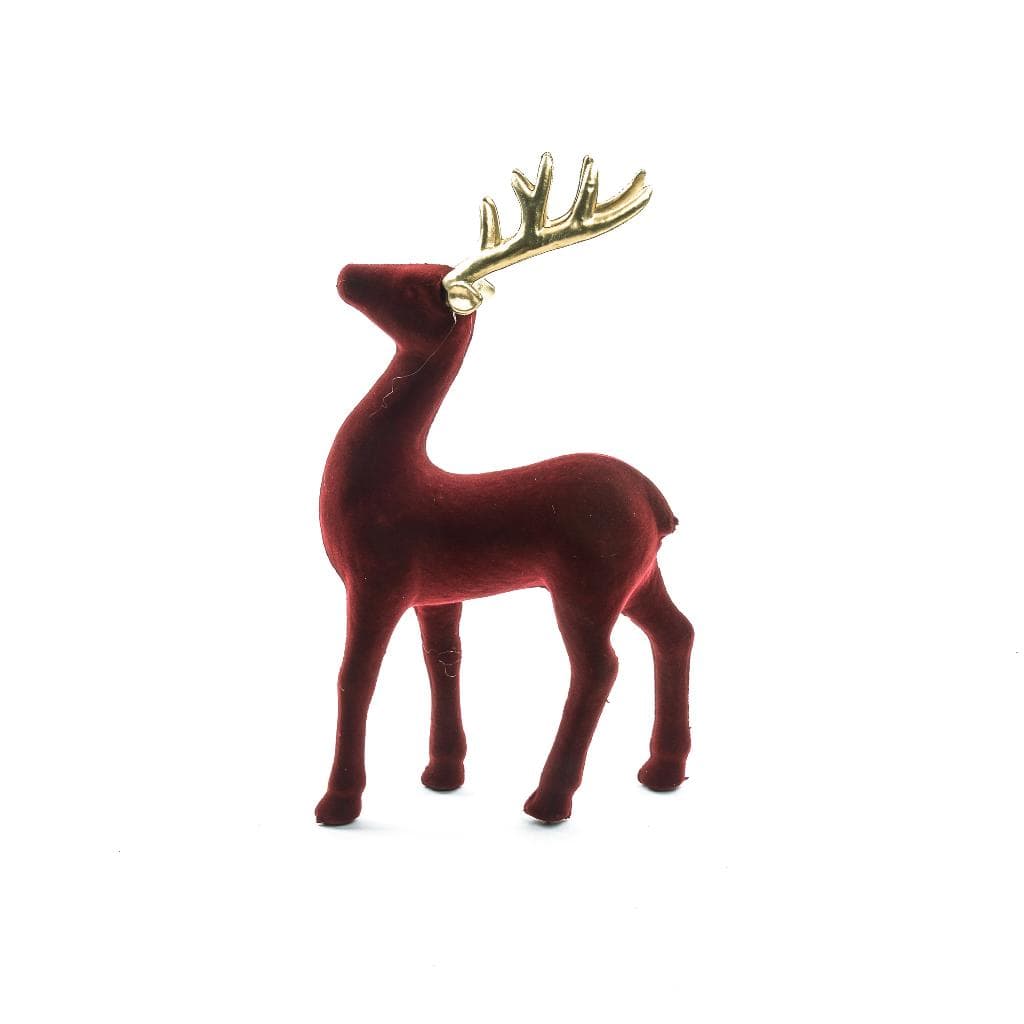 Renna decorativa bordeaux in plastica floccata per decorazione natalizia - 3