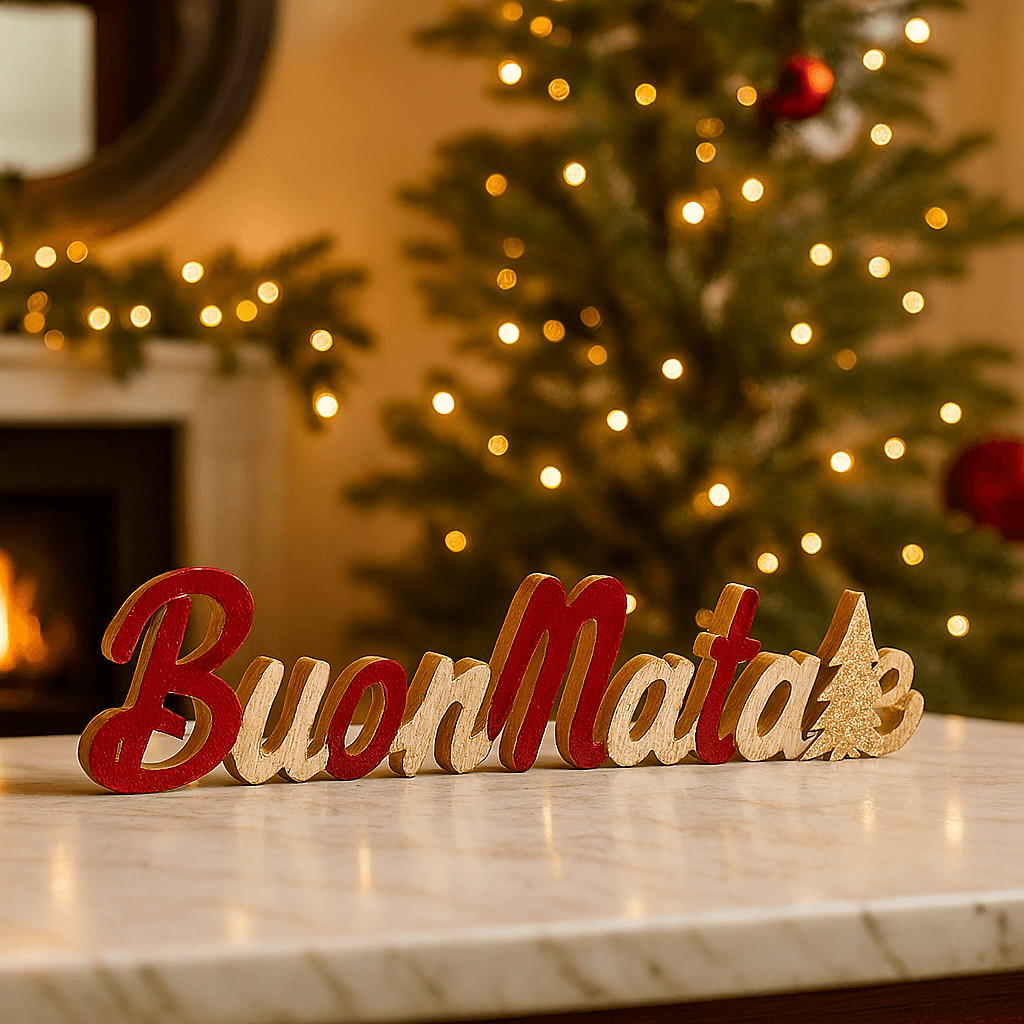 Scritta decorativa di natale in legno da appoggio per decorazione natalizia - 3