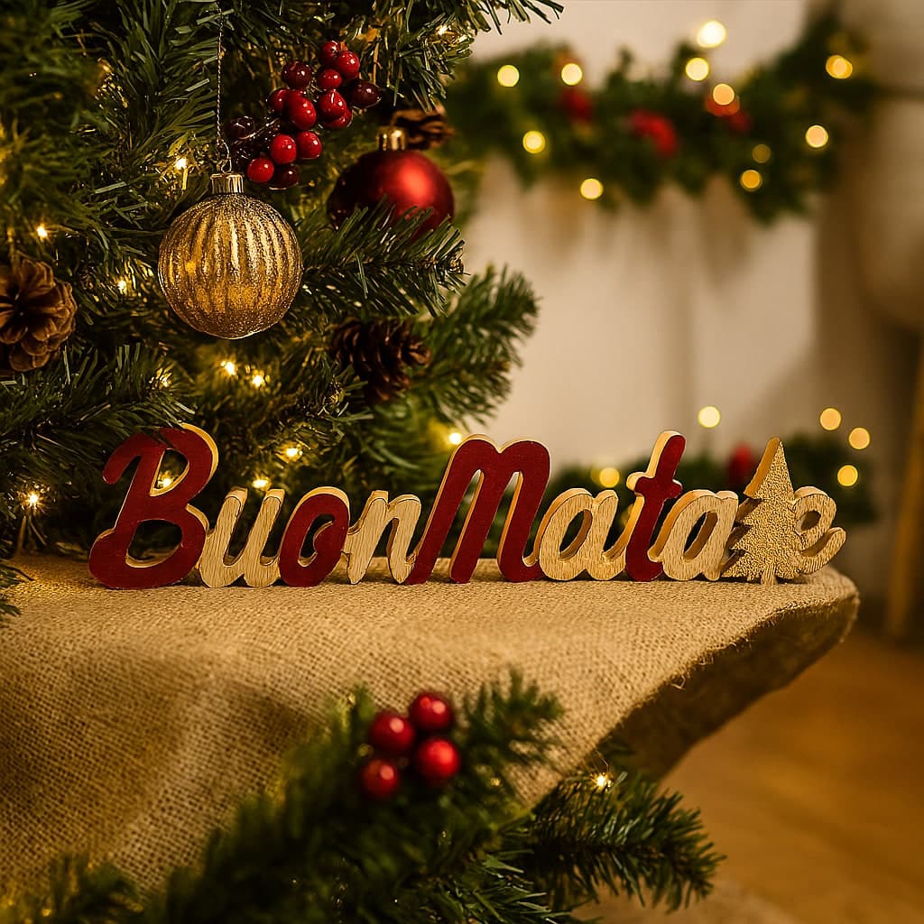 Scritta decorativa di natale in legno da appoggio per decorazione natalizia - 4