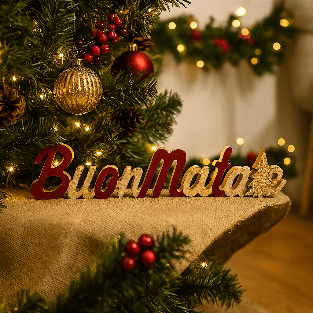 Scritta decorativa di natale in legno da appoggio per decorazione natalizia - 4