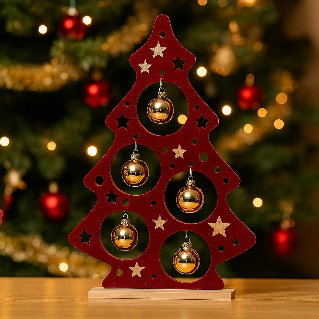 Albero decorativo di natale in legno per decorazioni natalizie h 45 cm - 3