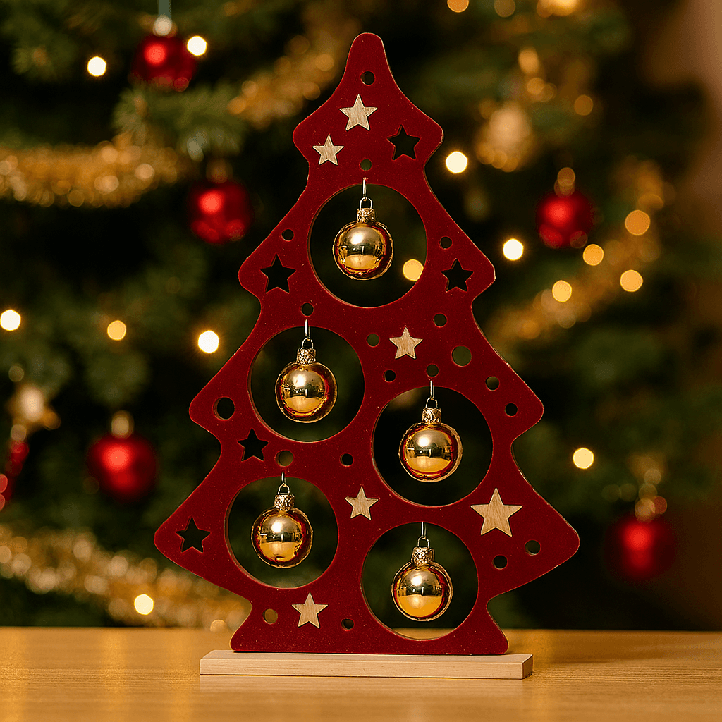 Albero decorativo di natale in legno per decorazioni natalizie h 45 cm - 3