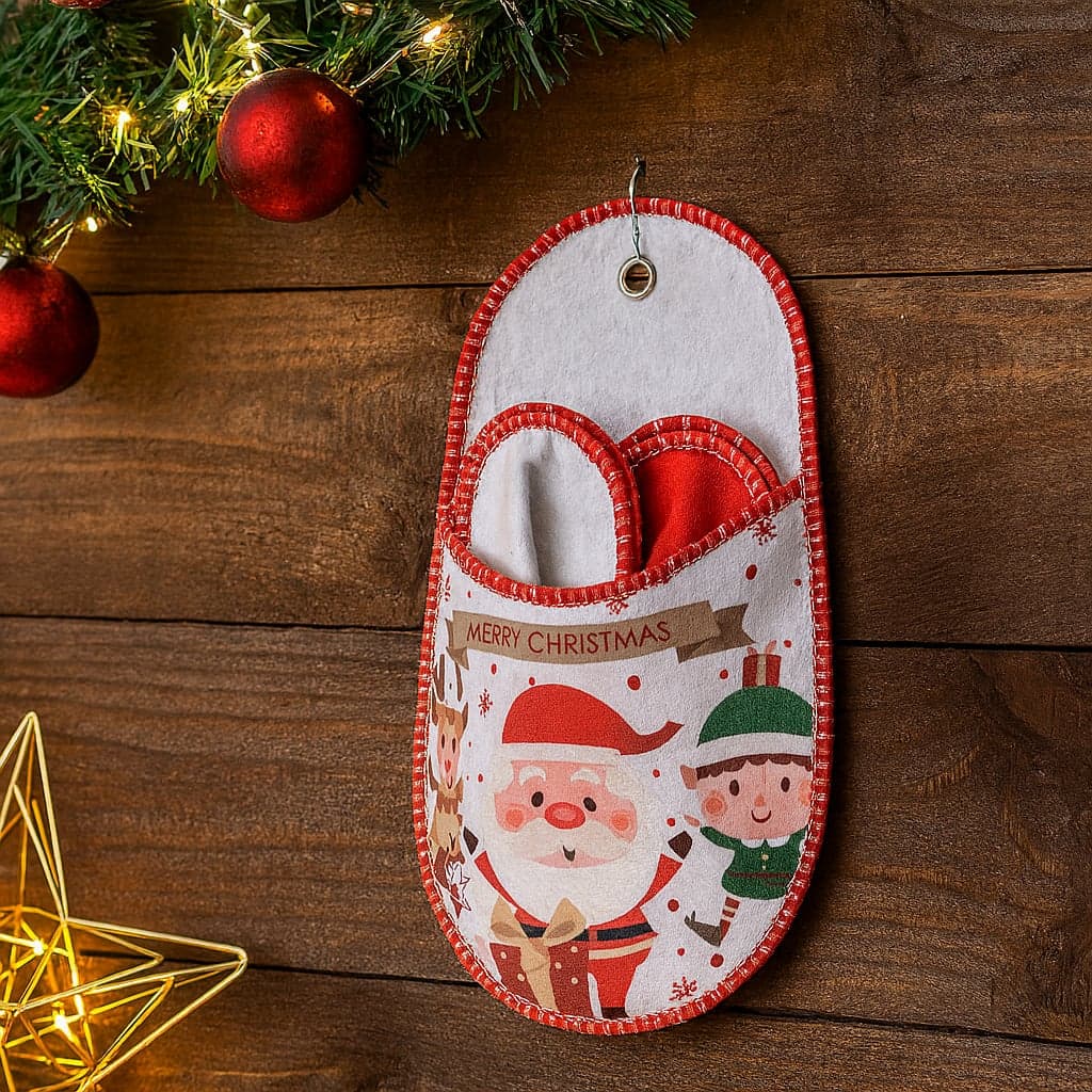 Kit Ciabattone decorativo in pannolenci con 3 paia di pantofole - 3